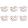 Sterilite 03231106 Ultra Seal 12.0 Cup Food Storage Container, Clear Lid and Base with Tangerine Accents, 6-Pack