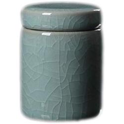 East Majik Set of 2 Portable Travel Storage Jars Mini Ceramics Tea Tins with Cover - Blue
