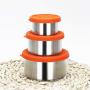 E-House 3Pcs Kitchen Storage Containers Meal Prep Food Containers Set Dry Goods Storage Jars 100/220/400ml Stainless Steel Bowl Fresh Crisper Sealed Lunch Food Box with Lid