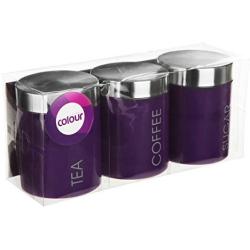 Premier Housewares Liberty Tea, Coffee and Sugar Canisters - Set of 3, Purple