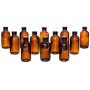 California Home Goods 12 Pack - 4 oz. Amber Glass Bottle with Lid for Vanilla Extract, Perfume, Oils, Light-Sensitive Liquids, Refillable Boston Round Bottle from