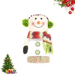 Holibanna Christmas Jar Candy Food Storage Container with Linen Doll Cover Cookie Jar Xmas Tabletop Decor Holiday Party Favors (Snowman)