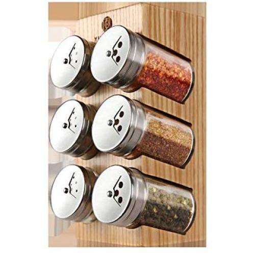 Seasoning Storage Box Storage Rack Household Space Ash Imported Solid Wood Seasoning Jar Seasoning Box Salt Tank Condiment bottles (Color : 6pcs)