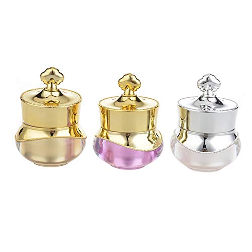 3PCS 5ml/5g Crown Crystal Acrylic Empty Refillable Bottle Cosmetic Container Portable Jars Holder Pot Storage Sample Packing with Liners Screw Cap for Cream Lotion Lip Balm Ointments