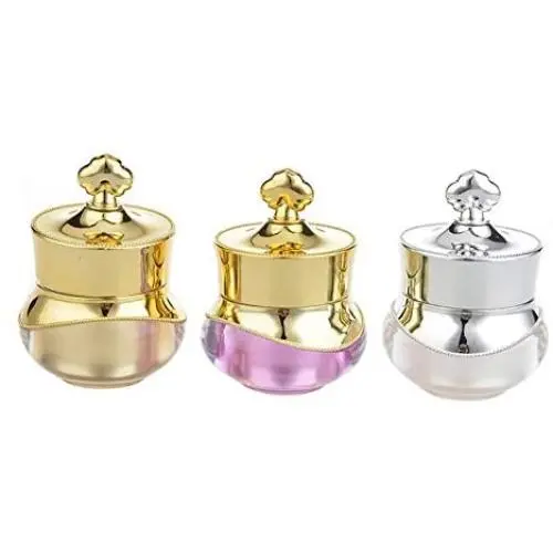 3er Pack 5ml/5g Kristall-Acryl Leere Refillbare Flasche Kosmetik Creme Jar Pot Flasche Behälter Tragbarer Reisebehälter für Creme Lotion Lippenbalsam (Weiß+Gold+Lila)