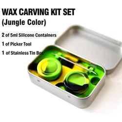 Wax Carving Travel Kit - Stainless Steel Tin Box 2-5ml Silicone Wax Container and Picker Tools Set ExtractPura