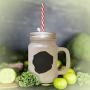 Black Kuvasz Silhouette Frosted Glass Mason Jar With Straw