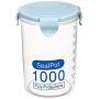 Buckle Transparent PP Plastic Food Container - Airtight Sealed Cans Cereal Round Storage Jar Holders Containers Kitchen Clear Seasoning Containers (Blue, Large)