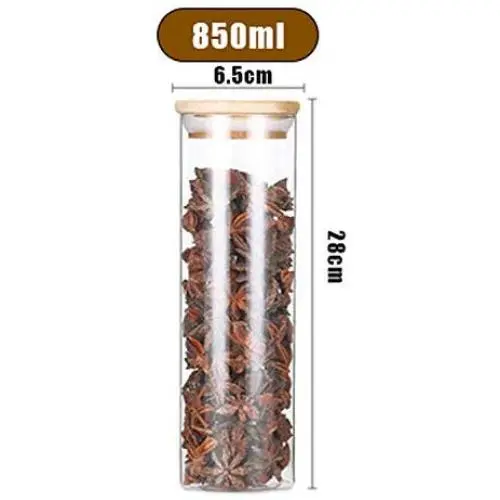Bouteilles en verre, bocaux fermés, avec couvercle, pour stockage alimentaire, épices, bonbons, boîte à thé, rangement de cuisine, Y6 6,5x28 cm Bouteilles en verre, bocaux fermés, avec couvercle, pour stockage alimentaire, épices, bonbons, boîte à thé, rangement de cuisine, Y6 6,5x28 cm