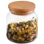 Clear Glass Jar with Wooden Airtight Lid | Medium (21 1/2 oz - 635cc) | Kitchen, Pantry Organization, Food Storage Container | Cookie, Spice Organizer |