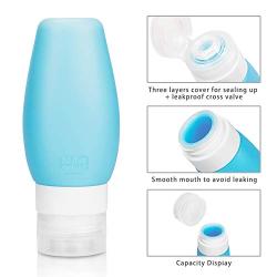 GESPERT 3oz Silicone Travel Sized Squeeze Bottle TSA Approved Leak Proof for Toiletries Shampoo Lotion, Small Cream Jar Cosmetic Container (8 Pack Travel Accessories Set)