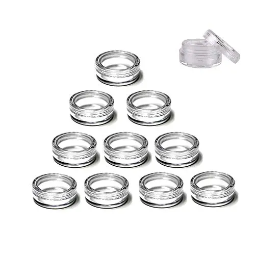 GBSTORE 3 Gramm Kunststoff Kosmetikbehälter, für Augen-, Nagel-, Pulver-, Schmuck-, Kosmetik-, Lippenbalsam-, Lippengloss-, Cremes, Lotionen und Cremes – Proben & Make-up Aufbewahrung (10 Stück)
