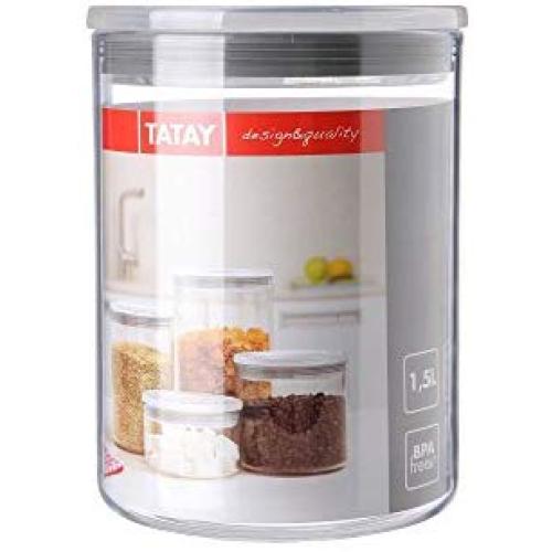 TATAY Kitchen Jar, Transparent Grey, 1.5 Litre