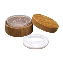 1Pcs 30ml 1oz Empty Refillable Portable Bamboo DIY Make Up Loose Powder Puff Bottle Jar Container Case With Puff Sifter Foundation Cosmetic Box Baby Kit Case