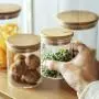 Danmu 5Pcs a Set Lead Free Borosilicate Glass Storage Jars Kitchen Jars Food Storage Jars with Airtight Bamboo Lids, Kitchen Storage Containers, 6oz 8.5oz 10oz 12.8oz 17oz Danmu 5Pcs a Set Lead Free Borosilicate Glass Storage Jars Kitchen Jars Food Storage Jars with Airtight Bamboo Lids, Kitchen Storage Containers, 6oz 8.5oz 10oz 12.8oz 17oz