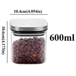 Glass Food Storage Containers With Locking Lids - Square Glass Jars With Stainless Steel Lid For Spices Bulk Products Tea Coffee Container Set Sealed Cans Storage Box Canister