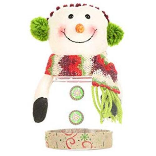 Holibanna Christmas Jar Candy Food Storage Container with Linen Doll Cover Cookie Jar Xmas Tabletop Decor Holiday Party Favors (Snowman)