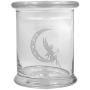 12 oz Clear Glass Herb Stash Jar and Lid with Fairy & Moon Logo