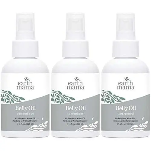 Belly Oil by Earth Mama | To Safely Moisturize and Promote Skins Natural Elasticity During Pregnancy and to Ease the Appearance of Stretch Marks, 4-Fluid Ounce (3-Pack)