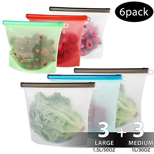 Reusable Silicone Food Storage Bags, OAMCEG 6 Pcs Airtight Seal Food Preservation Bags/Food Grade/Versatile Preservation Bag Container - Best for Snack, Fruit, Vegetable, Meat, Milk Reusable Silicone Food Storage Bags, OAMCEG 6 Pcs Airtight Seal Food Preservation Bags/Food Grade/Versatile Preservation Bag Container - Best for Snack, Fruit, Vegetable, Meat, Milk