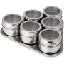 DUDDP Storage Spice lar set Spices storage box 6PCS Stainless Steel Magnetic Spice Storage Jar Tins Container With Rack Holder