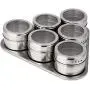 DUDDP Storage Spice lar set Spices storage box 6PCS Stainless Steel Magnetic Spice Storage Jar Tins Container With Rack Holder