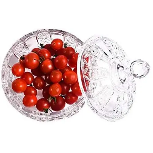 Bocal Transparent en Verre avec Gravures Cristallines pour Stockage de Nourriture, Boîte de Rangement pour Bijoux, Bocal pour Fruits Séchés - Petit Bocal Transparent en Verre avec Gravures Cristallines pour Stockage de Nourriture, Boîte de Rangement pour Bijoux, Bocal pour Fruits Séchés - Petit