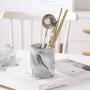Nordic Style Marble Storage Tank Ceramic Jar Cosmetic Brush Pen Holder Knife Fork Storage Holder Home Office Kitchen Organizer,2