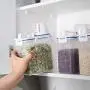 Boîte de Rangement en Plastique 2pcs pour Céréales/Riz avec Tasse Mesurante (Capacité de 1,5L x 2)