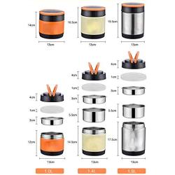 Thermos Food Jar Thermos Stainless Food Flask,Leakproof Vacuum Insulated Food Containers Lunch Box,Portable (Color : Orange, Size : 1000ml)