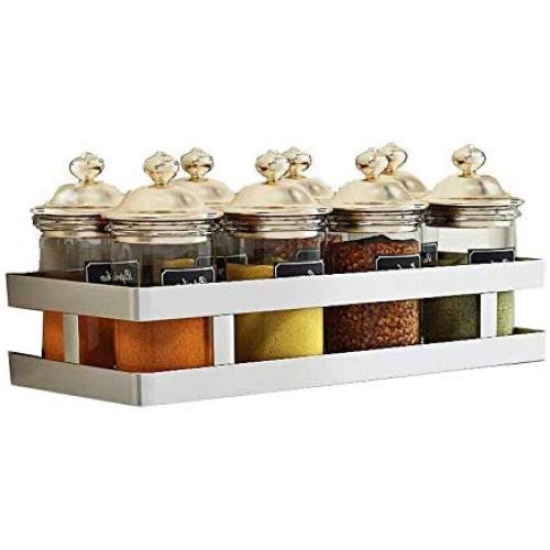 SNTD Wall Mount Spice Rack Organizer, 304 Stainless Steel Seasoning Shelf Spice Jar Rack Kitchen Seasoning Hanging Rack for Kitchen, Living Room, Bathroom Shower Storage