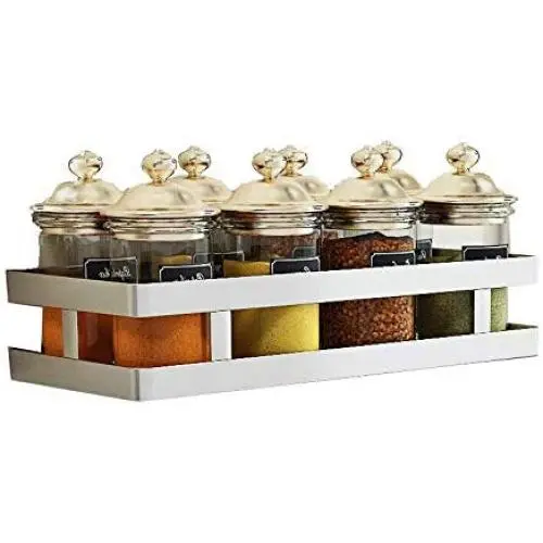 Edelstahl Gewürzregal Wandhalterung, 304 Edelstahl Gewürzregal Wandregal für Küche, Wohnzimmer, Badezimmer, Dusche – Gewürzregal zur Wandmontage