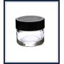 Meta Funky: wholesale wax glass Jars glass containers with lids 5ml / 1.2&quotx1.2" black cap threaded screw top heavy weighted glass retail or wholesale packaging.