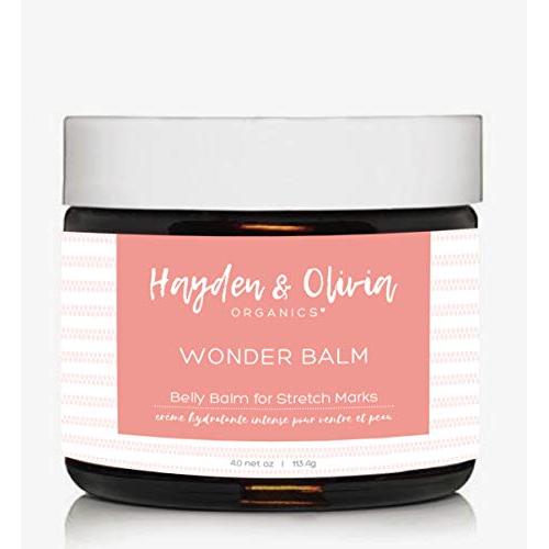 Hayden & Olivia Pregnancy Stretch Mark Prevention Cream - Belly Wonder Balm with Organic Plant Oils + Vitamin E + Shea Butter - Premium Intense Lotion Prevents & Repairs Tummy, Bust & Thigh Scars