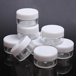 Plastic Transpatent 15g Sample Empty Container Jars Round Pot White Screw Cap Lid Small Tiny Bottle for Cosmetic Make Up Eye Shadow Nails Powder Gems Jewelry 15ml (25pcs)