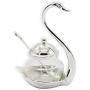 Moligh doll Aluminum alloy Condiment Pot Seasoning Container Spice Glass Jar Salt Sugar Bowl Pepper Coffee Storage Organizer Swan Rack Set Silver