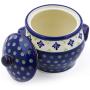 Polish Pottery 5?-inch Jar with Lid and Handles (Green Gingham Peacock Theme) + Certificate of Authenticity
