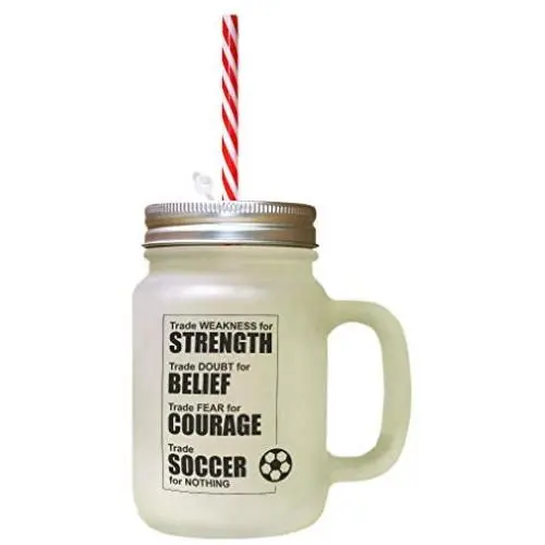 Black Trade Weakness Strength Doubt Belief Trade Fear For Frosted Glass Mason Jar With Straw