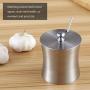 Decdeal Condiment Pots Stainless Steel Seasoning Cans Kitchen Pepper Salt Storage Jar Sugar Bowl with Lid and Spoon