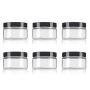 8 Oz / 250ml PET Plastic Refillable Jars Empty Cosmetic Containers Cases with Black Lid Cream Lotion Box Ointments Bottle Food Bottle Makeup Pot Jar for Lip Balm Make Up Eye Shadow Powder Pack of 6