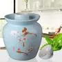 Food Jars & Crocks Kimchi jar,double cover ceramic jar,pickled sauerkraut kimchi pickled egg jar,home pickled pepper jar,salted duck egg jar (Color : Blue, Size : 20.520.526.6cm)