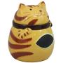 Ebros Ceramic Feline Orange Tabby Fat Cat With Giant Fish Belly Cookie Jar 7.25&quotTall Decorative Kitchen Accessory Figurine As Decor of Cats Kittens or Kitty