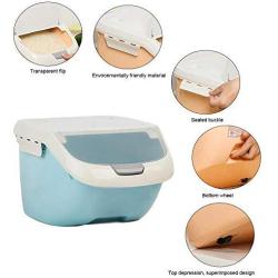 Kitchen Rice Storage, Container Box Fresh Grain Dry Food Sealed Storage Bin Organization, Blue 6KG