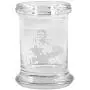 Clear Glass Herb Stash Jar and Lid 2.75 oz with Johnny Cash Bird Logo from Smoke Promos Clear Glass Herb Stash Jar and Lid 2.75 oz with Johnny Cash Bird Logo from Smoke Promos