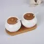 Kitchen seasoning box/Ceramic Condiment Storage Container with Tray Salt monosodium glutamate Sugar jar