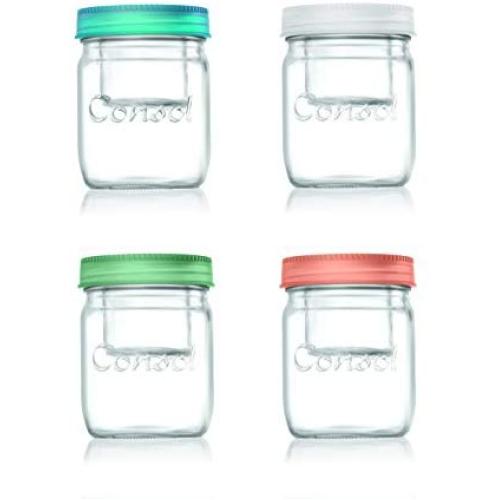 Jar in a Jar - 2 in 1 Classic Glass Mason Jar Fitted with A Smaller Jar Inside Under One Leak Proof Lid Perfect for Storage & Food On The Go ? By Consol (17oz, Multi Pack)