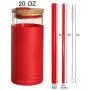 Roter Becher mit Strohhalse, 20 OZ Becher, rote Tasse mit Strohhalse, Glasbecher, Kaffeetasse, Becher mit Strohhalse, Glasbecher mit Deckel, Niedliche Kaffeetassen, heiße Kaffeetassen, Smoothie-Becher
