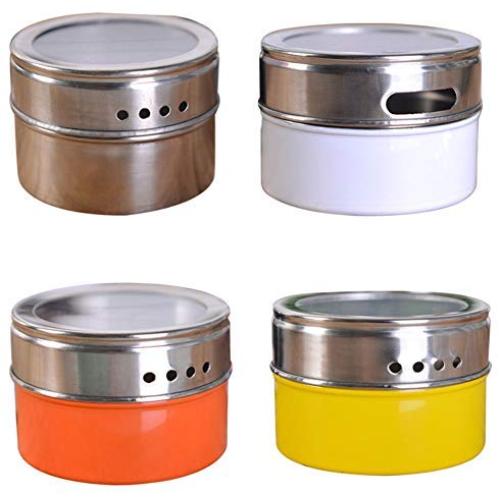 Seasoning Jar, Maserfaliw 4Pcs/Set Stainless Steel Kitchen Spice Storage Box Barbecue Seasoning Jar Bottle, Recyclable, Suitable For Holiday Gifts In The Outing and Indoors.