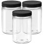 25 Ounce Clear Empty Plastic Jars with Screw-on Lids & Labels - Pack of 3 Large BPA Free Airtight Leak Proof Canisters - Food Grade Refillable Holder ? Ideal Containers for Kitchen and Home Storage