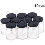 Vosarea Simply Store Glass Hexagon Food Container Set Transparent Storage Jars Glass Sealed Cans Honey Food Grains Containers(10 PCS 85ml)